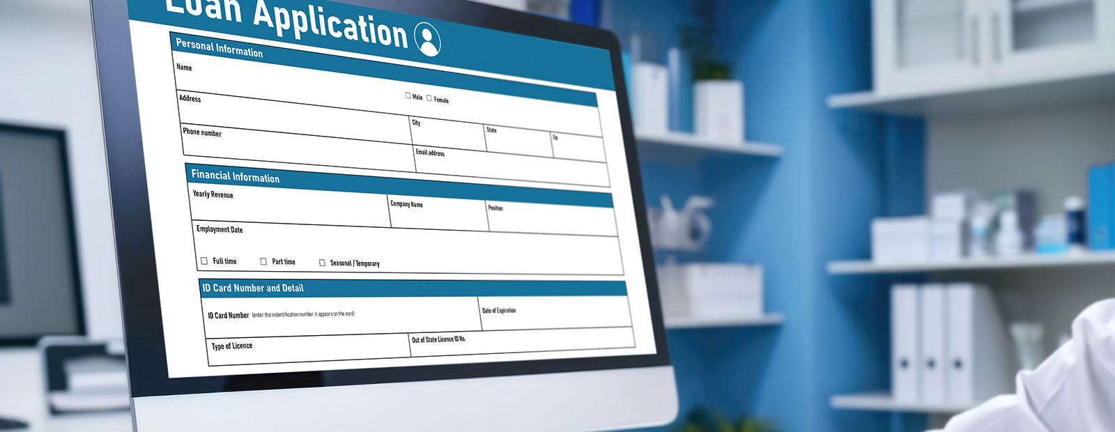 Loan Application on monitor screen