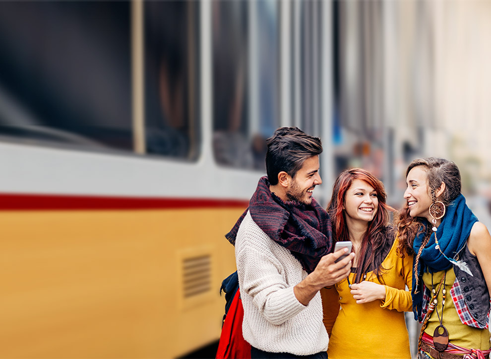 three people smiling